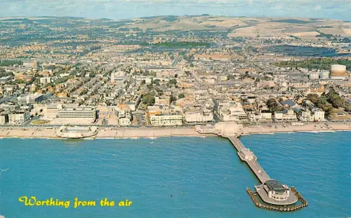 L237 England Worthing from the air Vintage Postkarte