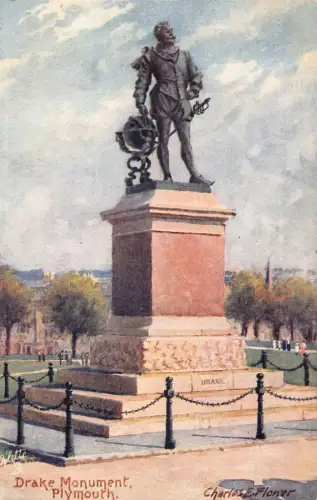 L237 England Drake Monument Plymouth Vintage Postkarte