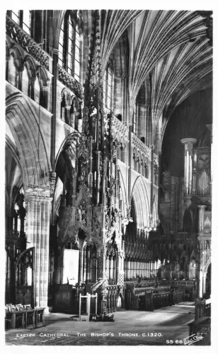 L237 England Bischofsthron Exeter Kathedrale Innenraum RPPC Vintage Postkarte