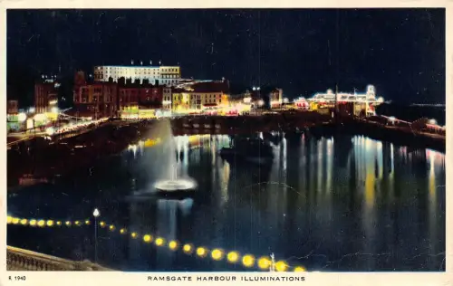 L237 England Ramsgate Harbour Illuminations Vintage Postkarte