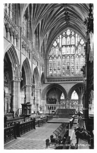 L237 England The Quire Exeter Cathedral interior RPPC vintage postcard