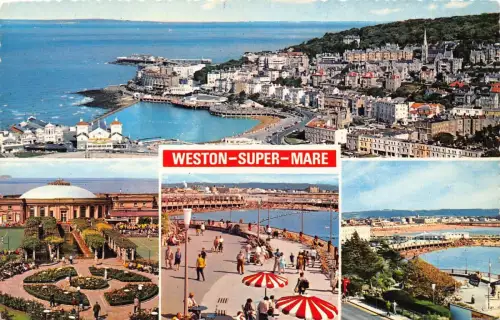 L237 England Weston-Super-Mare Multi-View Promenade Regenschirm Vintage Postkarte