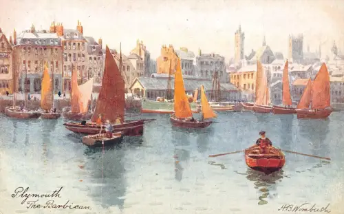 L237 England Plymouth The Barbican Segelboote Vintage Postkarte
