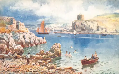 L237 England Batten Point von Tinside Plymouth Boats Vintage Postkarte