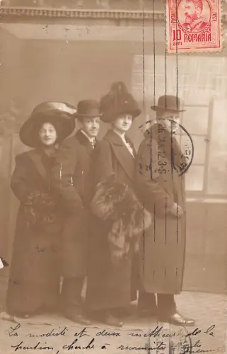 L412 Rumänien 1912 Bukarest Paare Atelier Portrait Vintage Postkarte