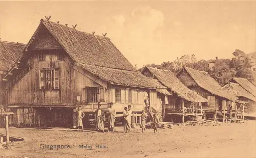 L254 Singapur Malaiische Hütten ethnische Postkarte