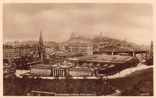 L238 Schottland Edinburgh vom Schloss Panorama RPPC Vintage Postkarte