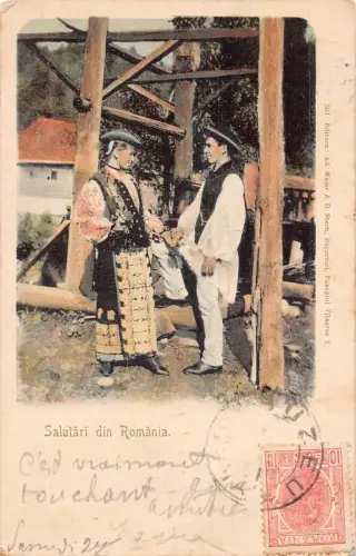 L412 Rumänien 1901 Paar Tracht Vintage Postkarte