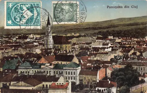 L412 Rumänien 1932 Cluj Napoca Kolozsvar Panoramablick Vintage Postkarte