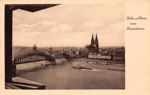 A137 Deutschland Köln a Rhein Köln Pressaturm Turm Dampfschiffe Vintage Postkarte
