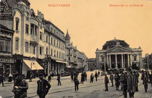 B300 Rumänien Oradea Nagyvarad Bemer Ter a szinhazzal Theater Fodrasz Postkarte