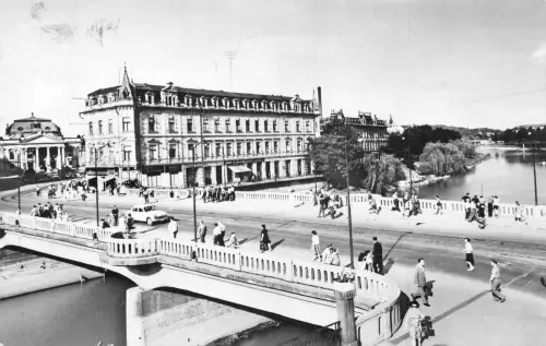 B300 Rumänien Oradea Nagyvarad Pod peste Cris Brückenwagen 1967 RPPC Postkarte