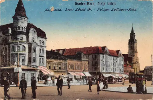 B300 Rumänien Oradea Nagyvarad Piata Unirii Szent Laszlo ter Postkarte
