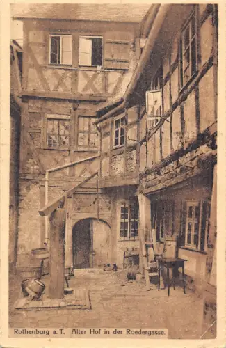 A136 Deutschland Rothenburg a T Alter Hof Rodergasse Brunnen Vintage Postkarte