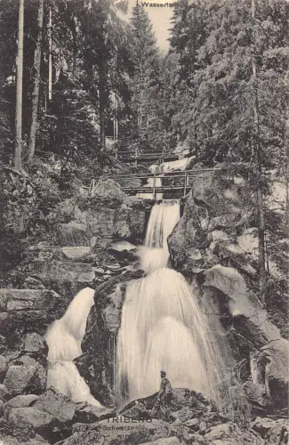 A136 Deutschland 1914 Triberg Schwarzwald Wasserfall Holzbrücken Vintage Postkarte