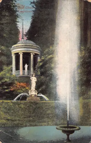 A136 Deutschland 1920 Bad Cleve Park Pavillon Brunnen Statue Vintage Postkarte