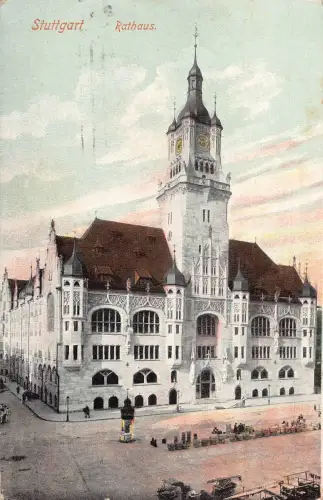 A136 Deutschland 1913 Stuttgart Rathaus Rathaus Vintage Postkarte