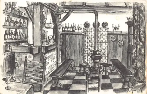 A132 Niederlande Künstlerkarte Taveerne Old Dick Geleen Inn Vintage Postkarte