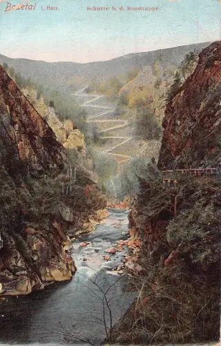 A135 Deutschland 1912 Bodetal i Harz Schurre Rosstrappe Vintage Postkarte