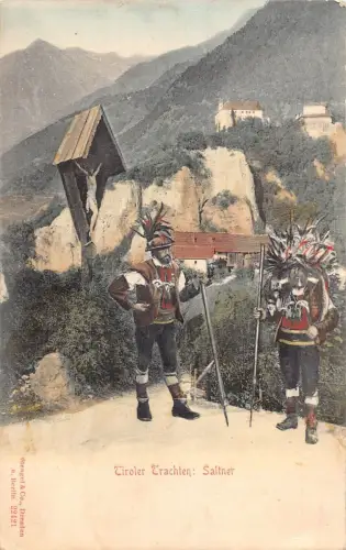 A133 Österreich Tiroler Trachten Saltner Männer Trachten Speere Postkarte