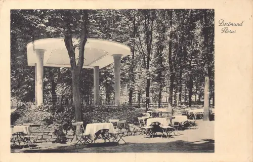 A131 Deutschland 1934 Dortmund Flora Freiluft Restaurant Vintage Postkarte
