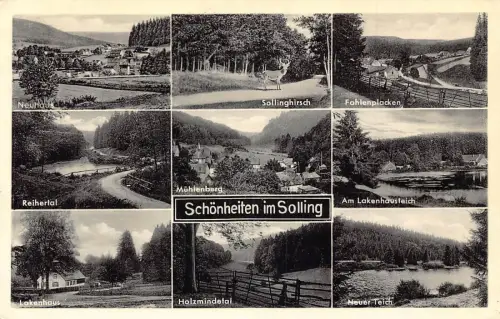 A131 Deutschland 1958 Schönheiten im Solling Mühlenberg Neuhaus Hirschsee Postkarte