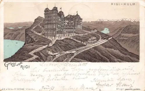 A134 Schweiz 1897 Gruss vom Rigi Rigi-Kulm Resort Hotel Berge Postkarte