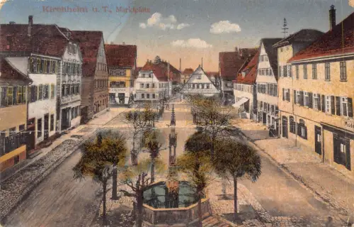 L193 Deutschland 1929 Kirchheim U T Marktplatz Vintage Postkarte