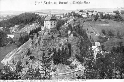 L208 Deutschland Berneck im Fichtelgebirge Turm Amt Stein Vintage Postkarte
