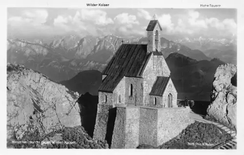 L156 Deutschland Wendelsteinkirche gegen Wilden Kaiser Vintage Postkarte