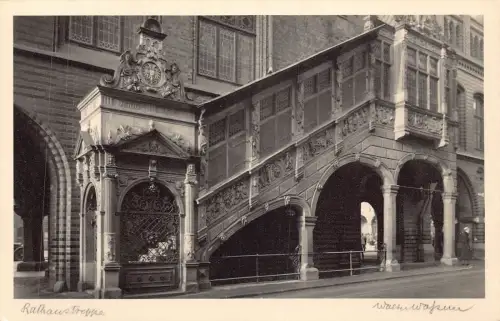 L208 Deutschland Lübecker Rathaustreppe Treppe Rathaus Vintage Postkarte
