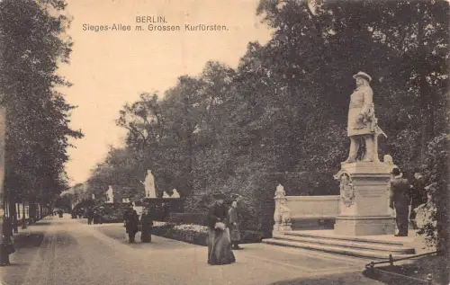 L193 Deutschland Berlin Belagerungen-Allee m Großen Kurfürsten Statue Vintage Postkarte