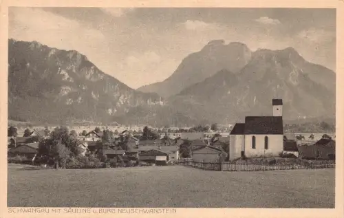 L208 Deutschland Schwangau mit Saeuling und Burg Neuschwanstein Vintage Postkarte