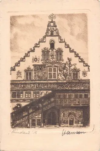 L212 Deutschland Lindauer Rathaus Vintage Postkarte