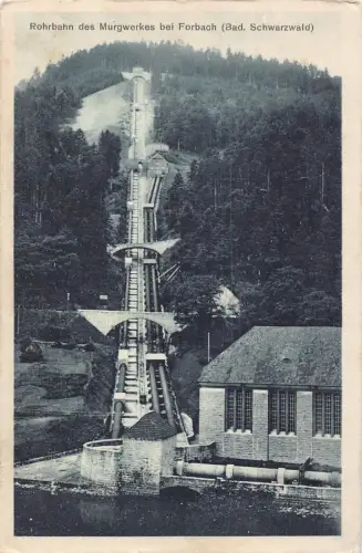 L213 Deutschland 1929 Rohrbahn des Murgwerks bei Forbach Standseilbahn Postkarte