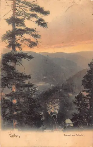 L213 Deutschland 1907 Tunnel am Bahnhof Triberg Vintage Postkarte