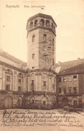 L213 Deutschland 1906 Bayreuth Alter Schlossturm Vintage Postkarte