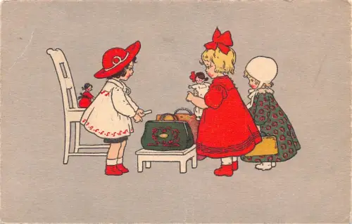 L093 Frankreich Mädchen Puppen Comic Vintage Postkarte