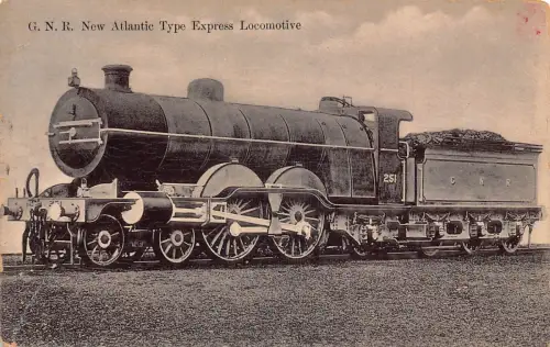 L373 Dampflokomotive GNR New Atlantic Type Express Vintage Postkarte