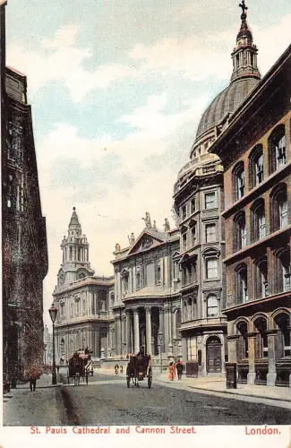 L232 England London St Pauls Cathedral and Cannon Street Carriage Postkarte
