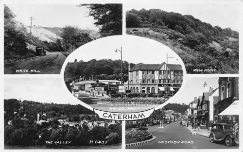 L232 England 1950 Caterham Croydon Road Cars Valley White Hill Vintage Postkarte