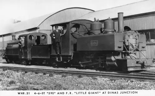 L373 Dampflokomotive FR Little Giant at Dinas Junction RPPC Postkarte