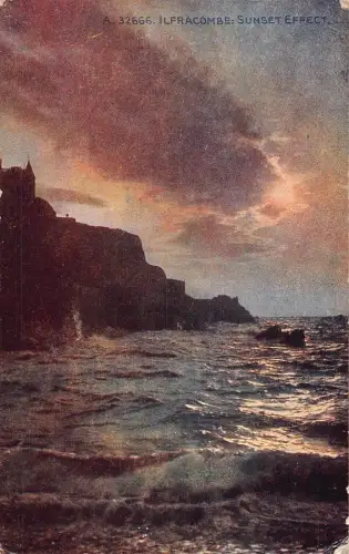 L232 England 1922 Ilfracombe Sunset Effect Sea Vintage Postkarte