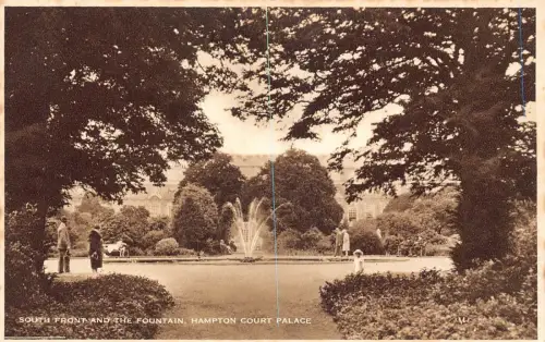 L232 England Südfront und Fountain Hampton Court Palace Vintage Postkarte