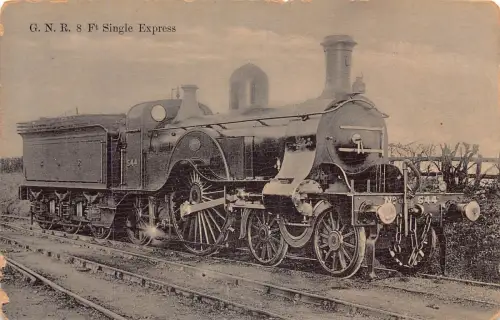L373 Dampflokomotive GNR 8 Fuß Single Express Vintage Postkarte