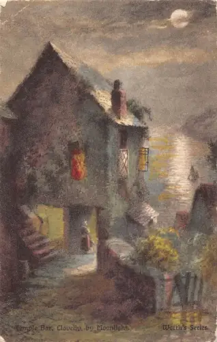 L374 England Clovelly Temple Bar Clovelly Moonlight Worth's Gemälde Postkarte
