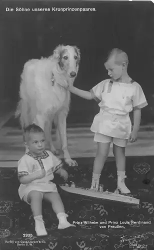L039 Deutschland Prinz Wilhelm und Prinz Louis Ferdinand Hund Königtum Postkarte