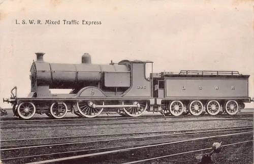 L373 Dampflok LSWR Mischverkehr Schnellzug Lok Vintage Postkarte