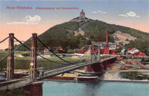 Deutschland Porta Westfalica Wittekindsberg Kettenbrücke Postkarte