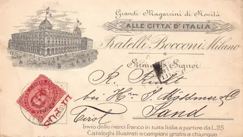 Italien 1893 Milano Fratelli Bocconi Werbung Vintage Postkarte